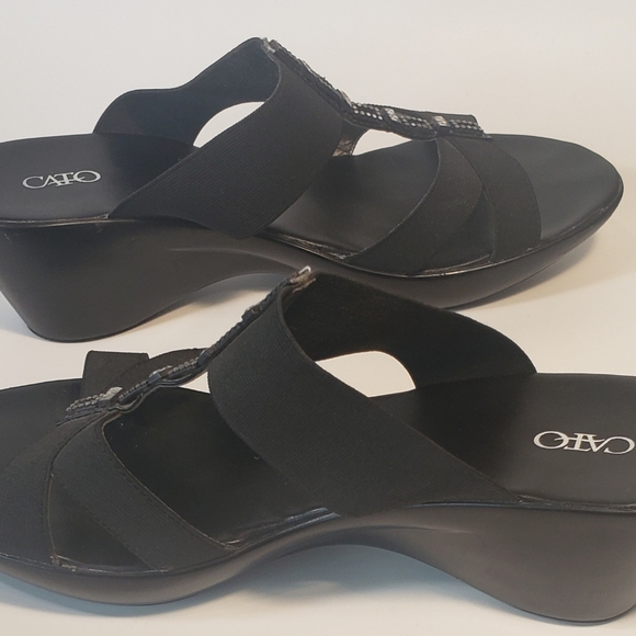 CATO Women's Slip-on Sandals Black Clogs Rhinestone Size 10W 32771099 - Picture 4 of 11